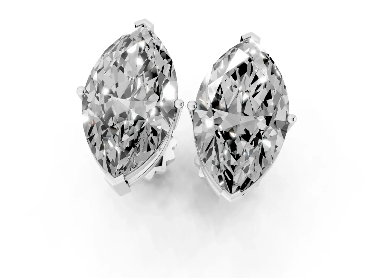 Marquise Cut Diamond Stud Earrings White gold