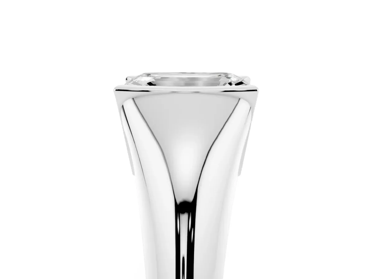 Emerald Cut Solitaire Tension Set Diamond Ring Silver