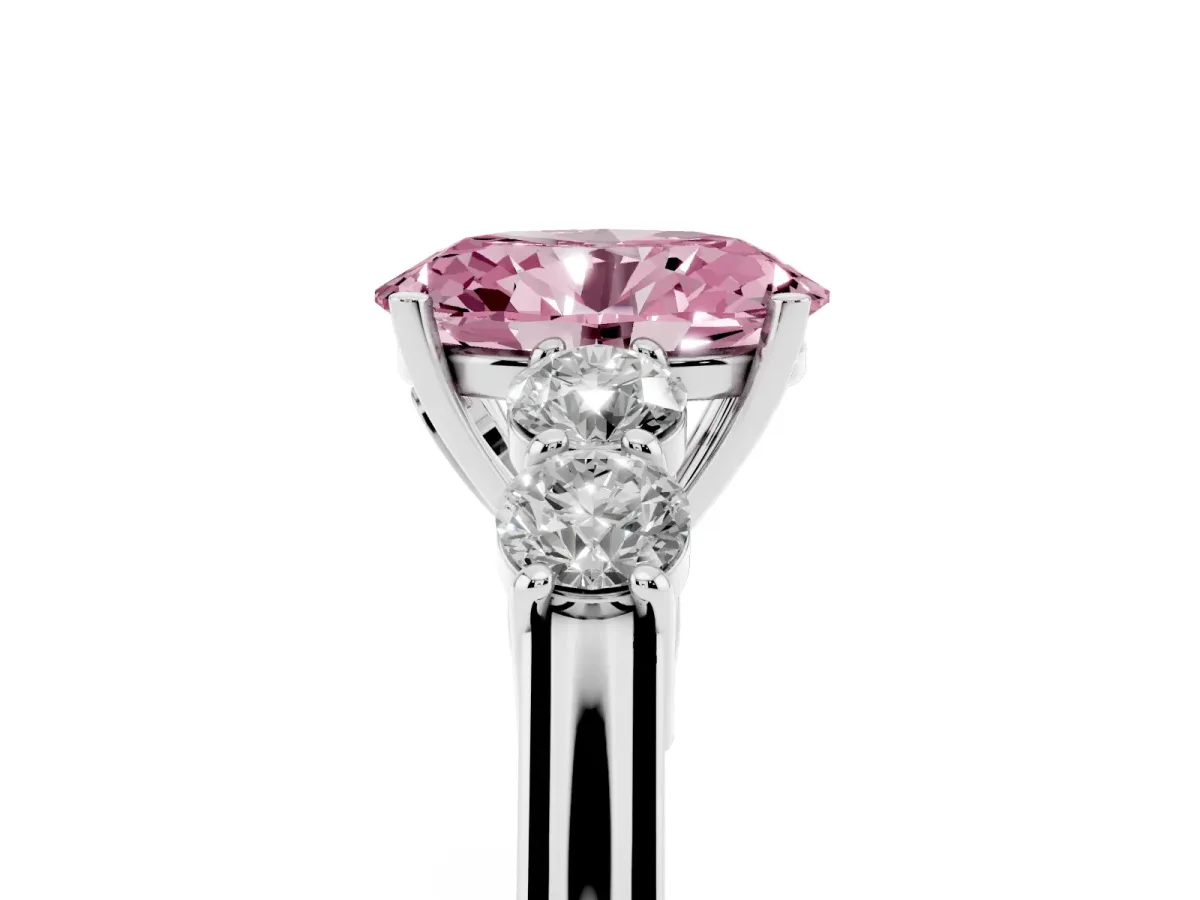 Fancy Pink Oval Cut Cut Diamond Five-Stone Prong Set White Gold Ring White gold