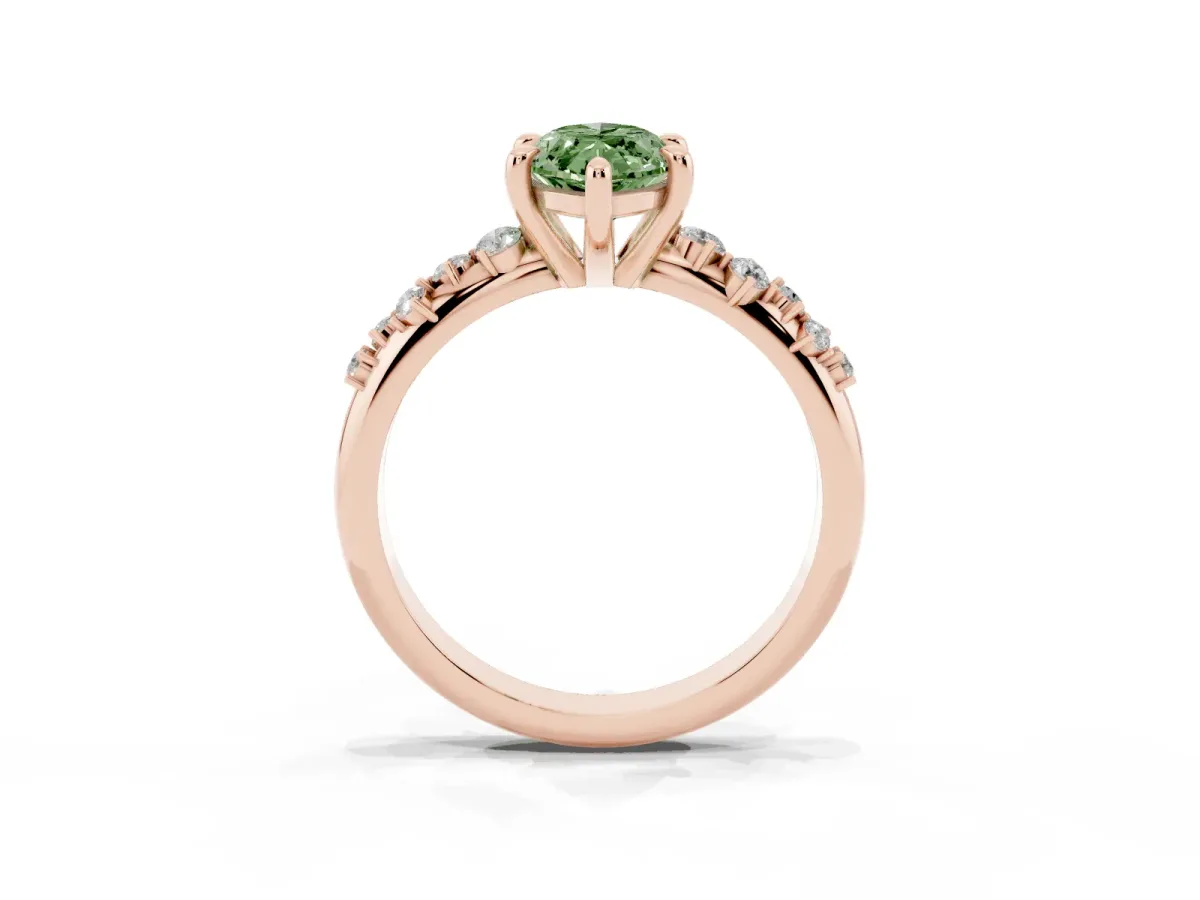 Fancy Green Marquise Cut Cut Diamond Vine Band with Four-Prong Setting Rose gold