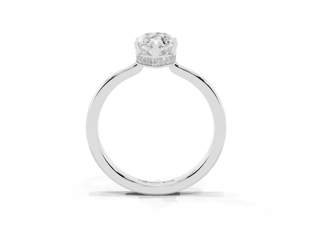 Marquise Cut Cut Solitaire Engagement Ring with Four-Prong Setting on a Classic Band Silver