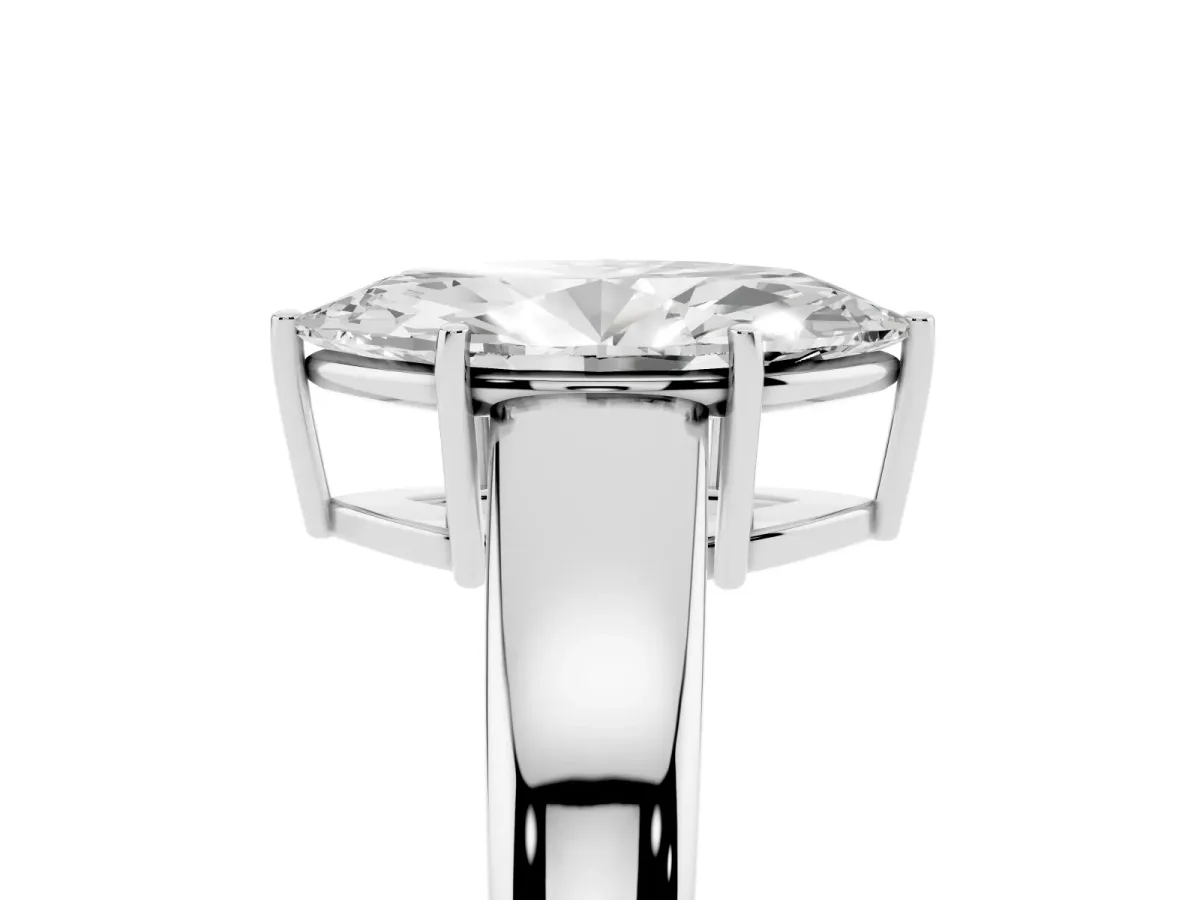 Marquise Cut Solitaire Diamond Ring with Tapered Band and Four-Prong Setting Platinum