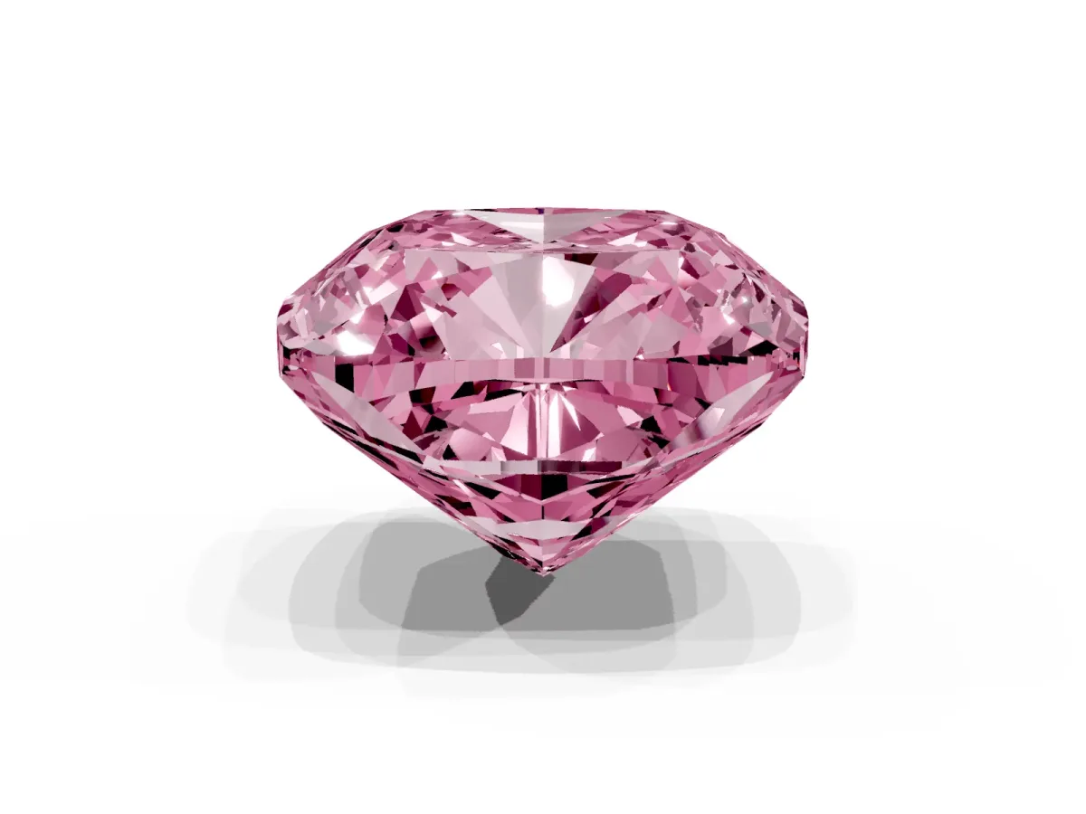 Fancy Pink Cushion Cut Solitaire Engagement Ring with Cathedral Band and Four-Prong Setting Yellow gold