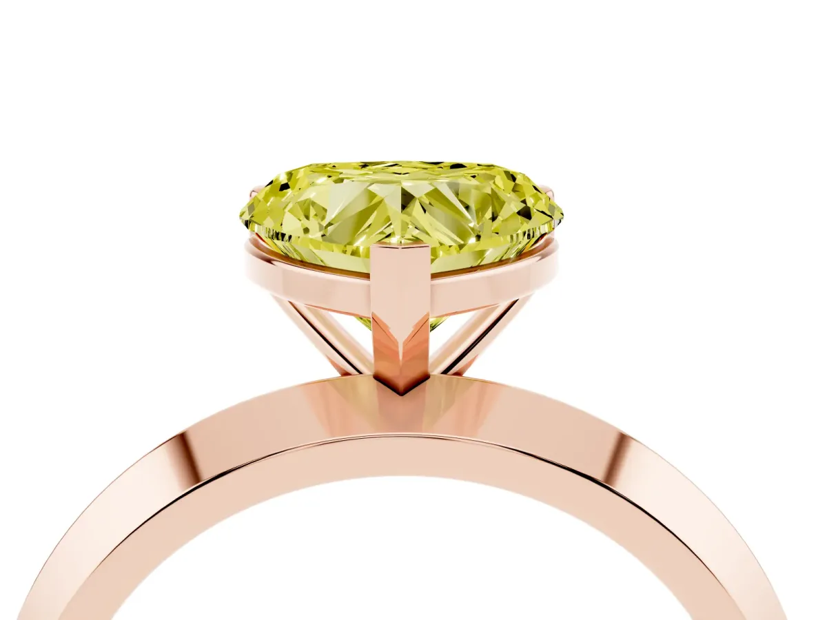 Fancy Yellow Heart Cut Cut Solitaire Engagement Ring with Flat Band and Four-Prong Setting Rose gold
