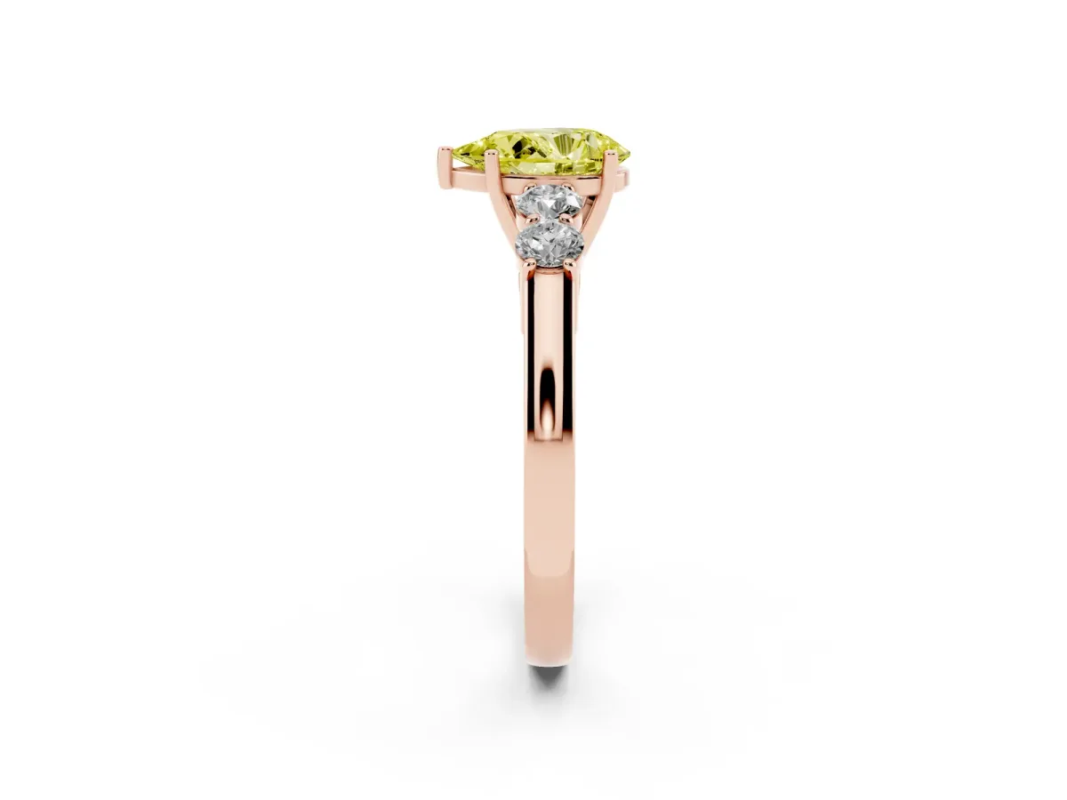 Fancy Yellow Pear Cut Cut Diamond Five-Stone Prong Set White Gold Ring Rose gold