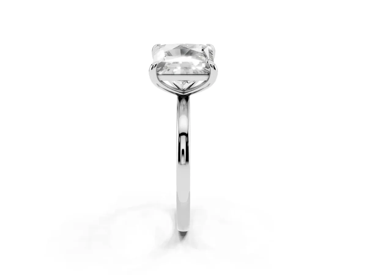 Round and Princess Toi Moi Ring with Prong Setting and Plain Band Silver