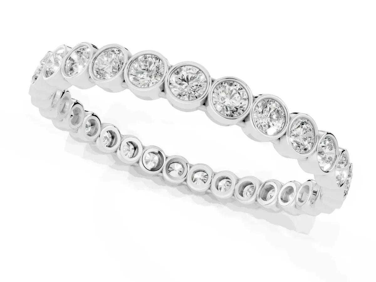 Bezel-Set Round Diamond Eternity Band White gold
