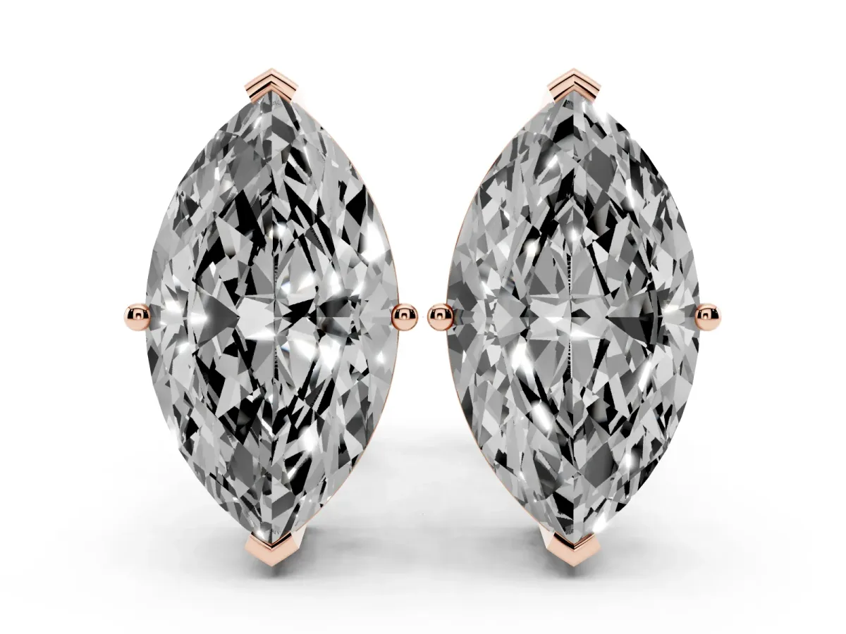 Marquise Cut Diamond Stud Earrings Rose gold