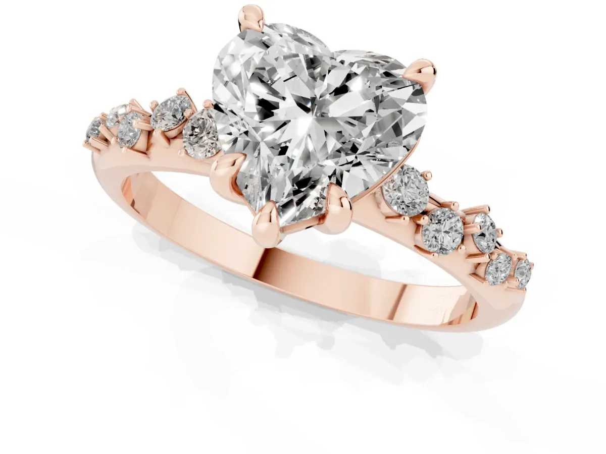 Heart Cut Cut Diamond Vine Band with Four-Prong Setting Rose gold