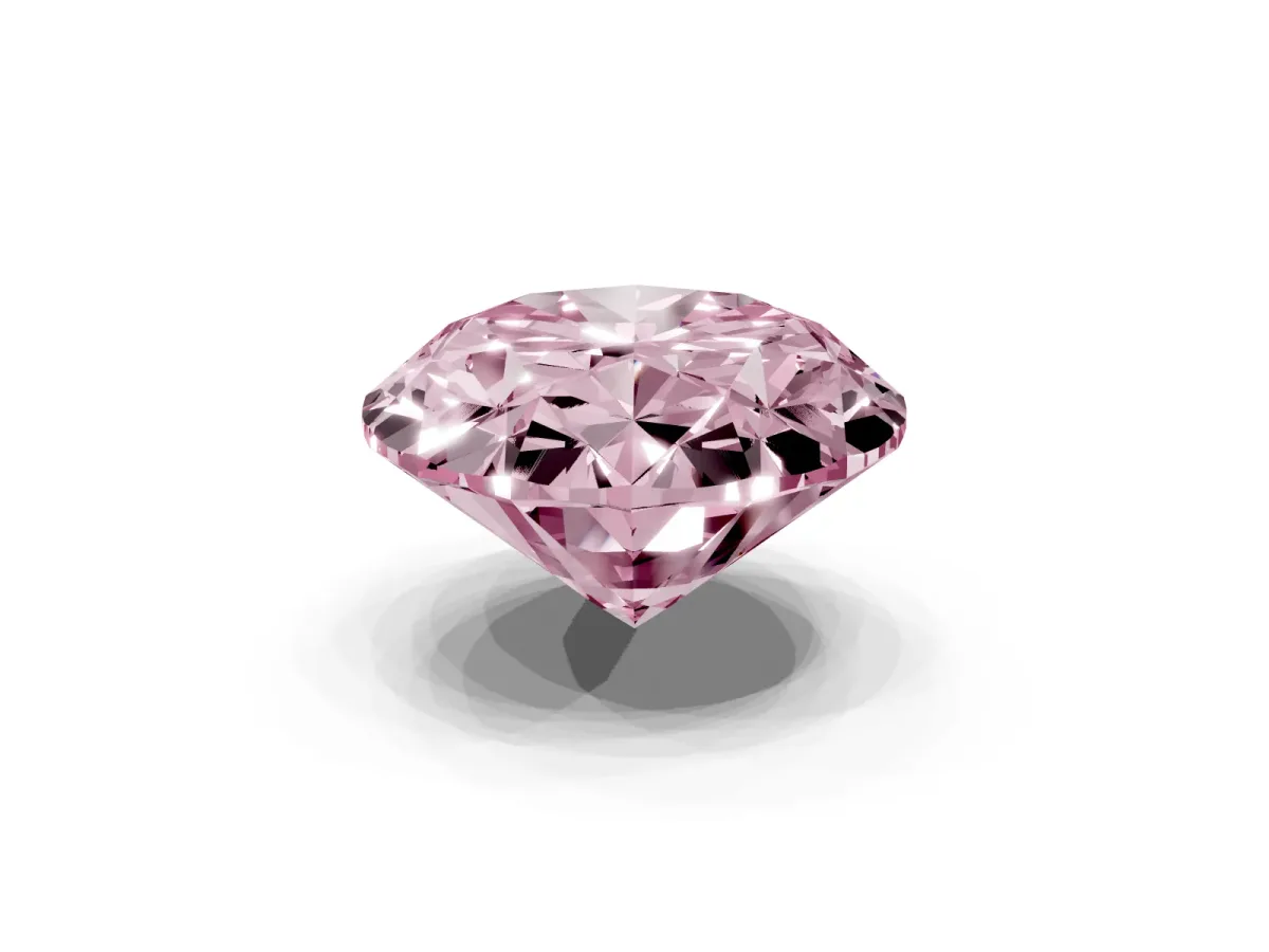 Fancy Pink Oval Cut Diamond Solitaire Ring with Prong Setting and Pavé Band Silver