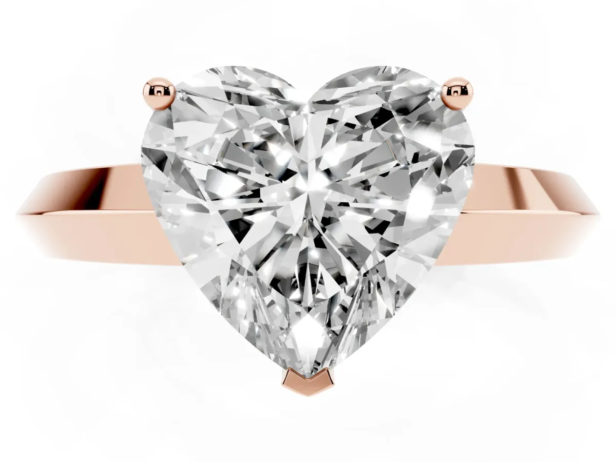 Heart Cut Cut Solitaire Engagement Ring with Flat Band and Four-Prong Setting Rose gold