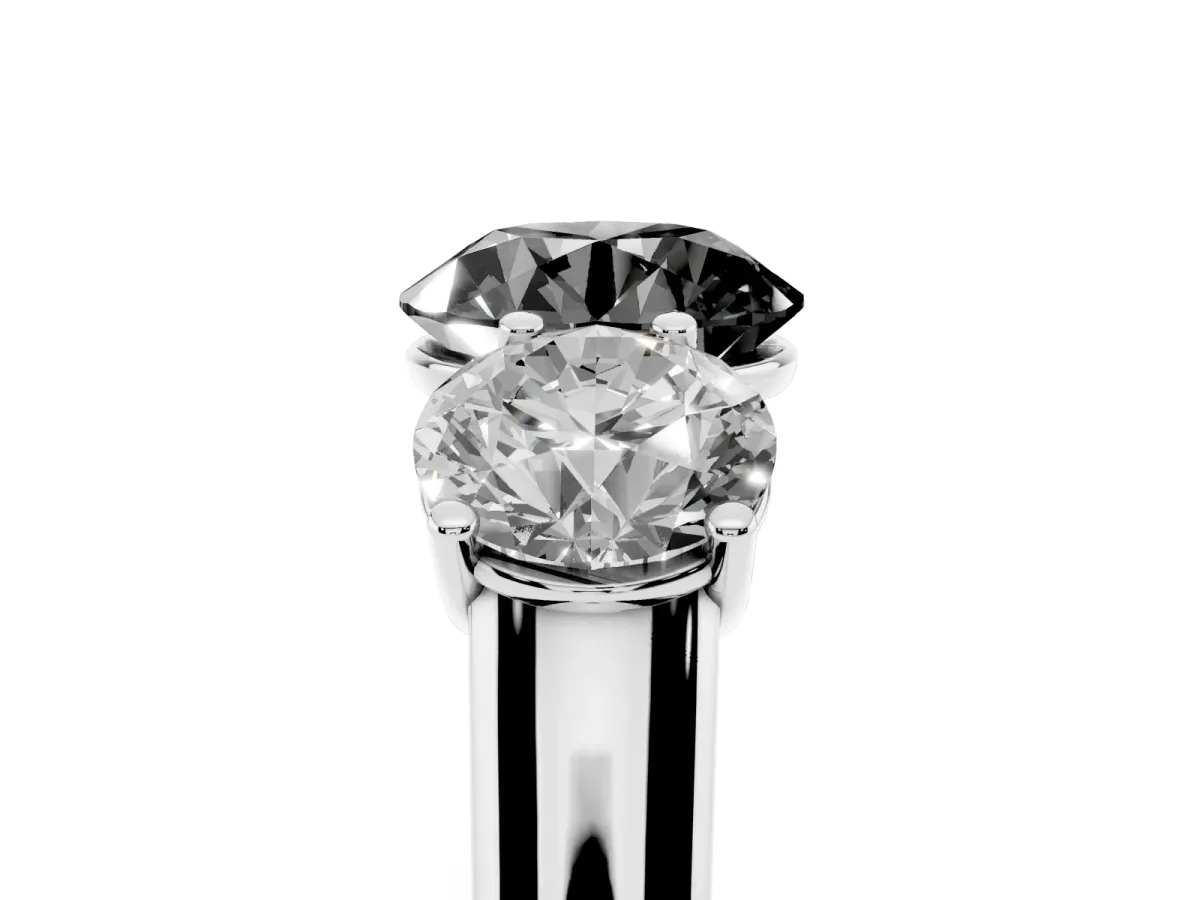 Fancy Black Round Cut Three-Stone Diamond Ring with Prong Setting on a Classic Band Platinum