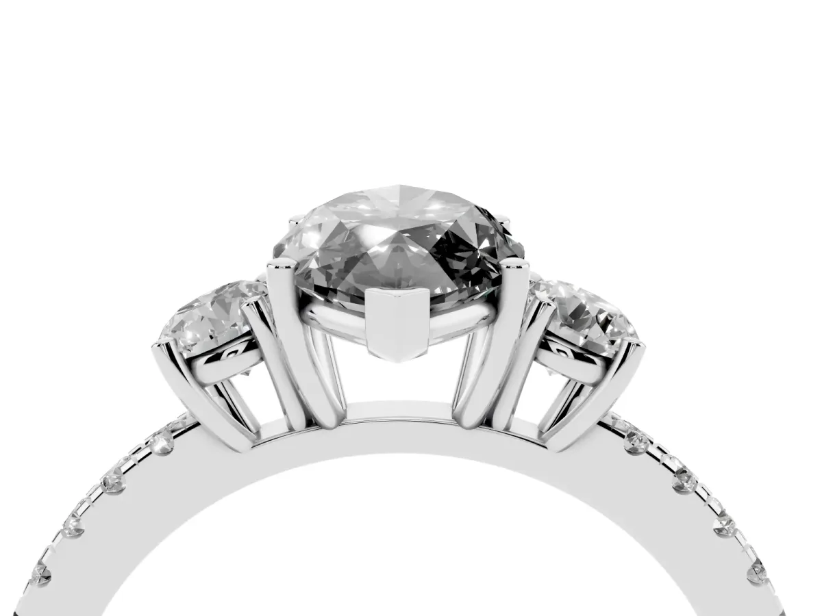 Fancy Black Three-Stone Marquise Cut Cut Diamond Pavé Band with Prong Setting Silver