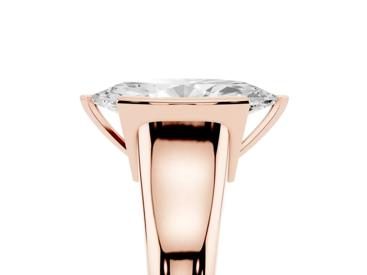 Marquise Cut Solitaire Tension Set Diamond Ring with Split Shank Band Rose gold