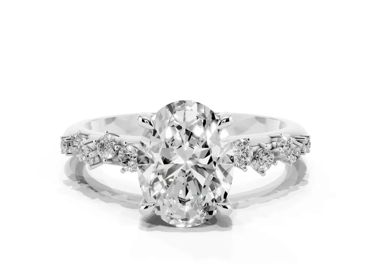 Oval Cut Cut Diamond Vine Band with Four-Prong Setting Silver