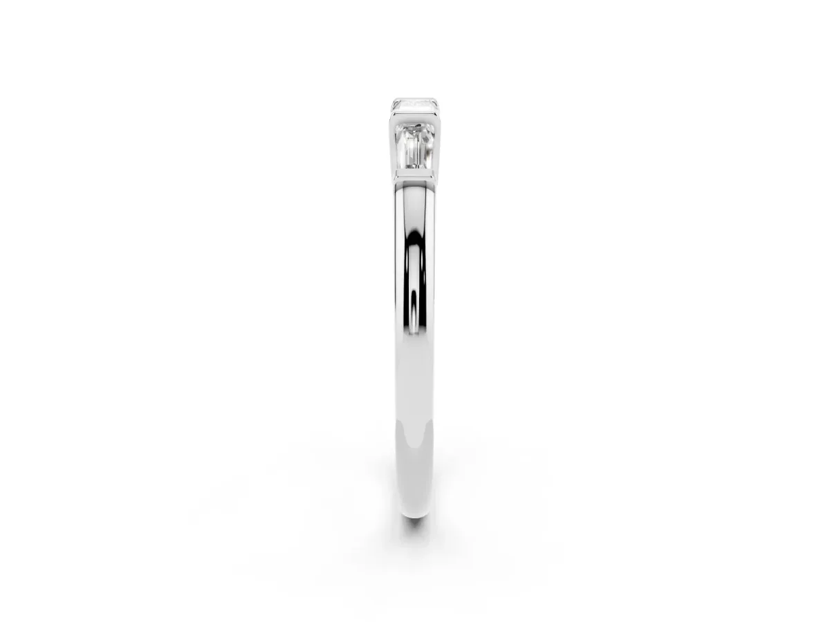 Three-Stone Baguette Cut Channel Set Diamond Band Platinum