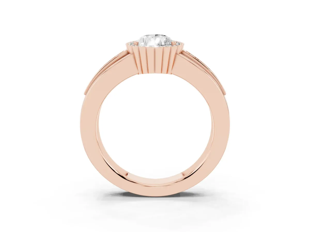 Pear Cut Cut Halo Pave Band Four-Prong Ring Rose gold
