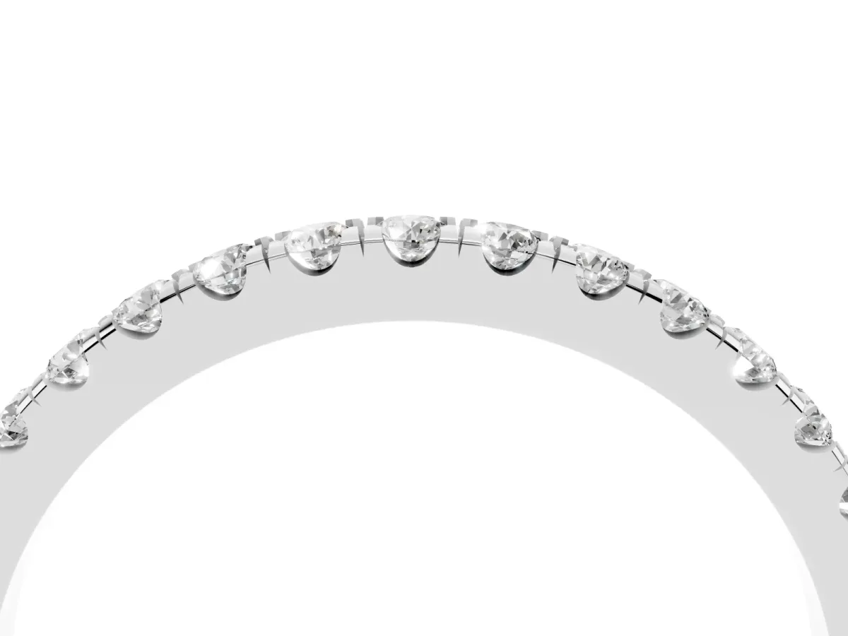 Round Diamond Classic Half Eternity Band with Shared Prong Setting Platinum