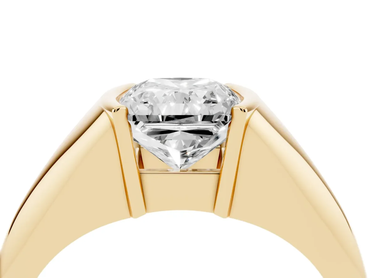Radiant Cut Solitaire Tension Set Diamond Ring Yellow gold