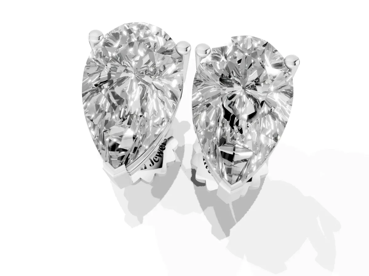 Pear Cut Diamond Stud Earrings Platinum
