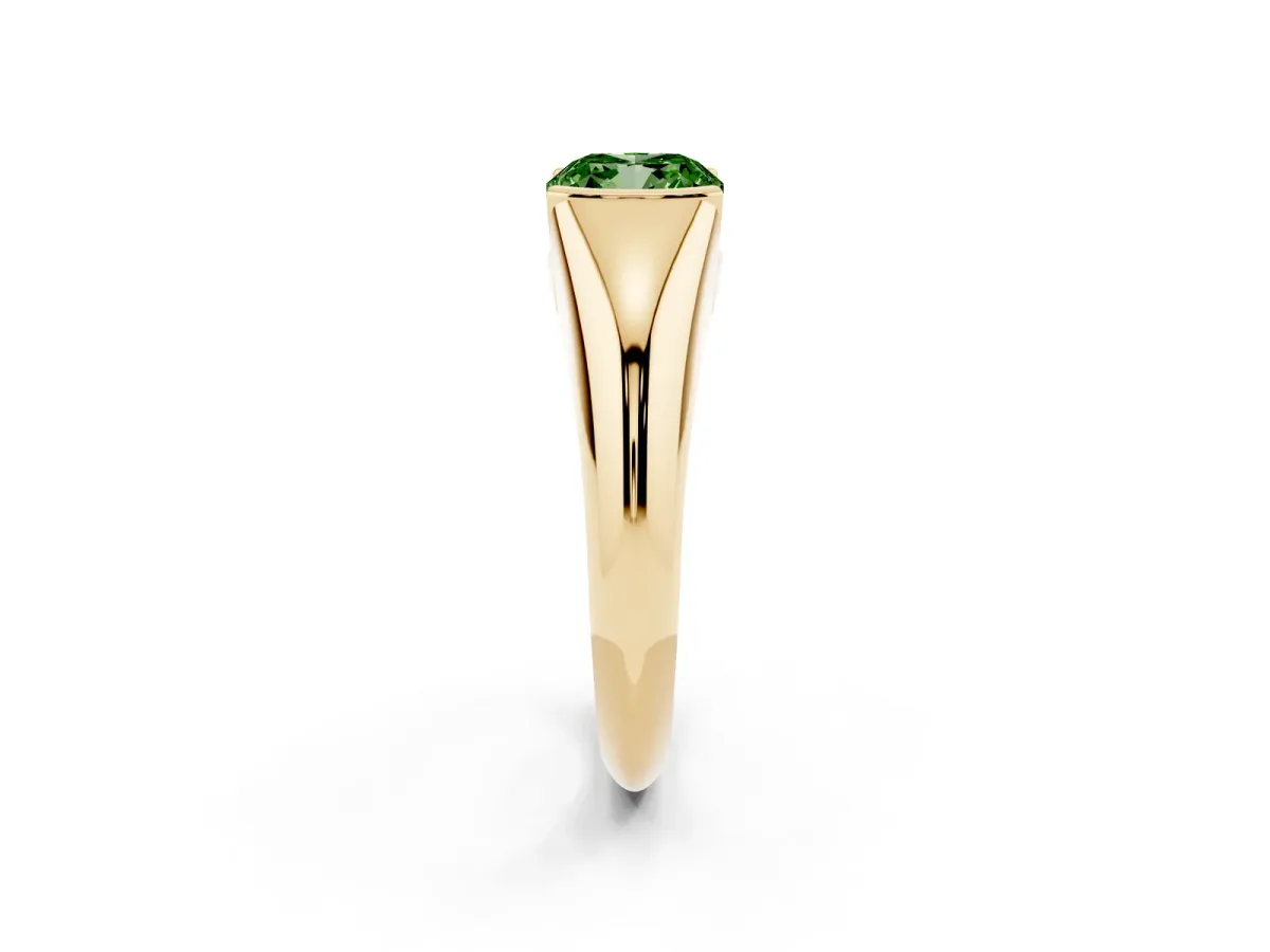 Fancy Green Cushion Cut Solitaire Tension Set Diamond Ring Yellow gold