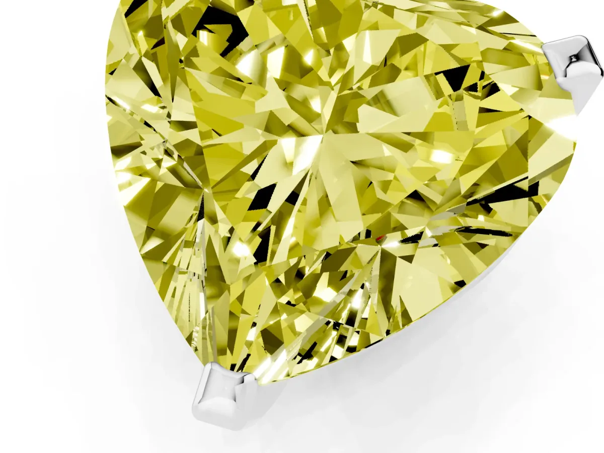 Fancy Yellow Heart Cut Diamond Solitaire Ring with Prong Setting and Classic Band White gold