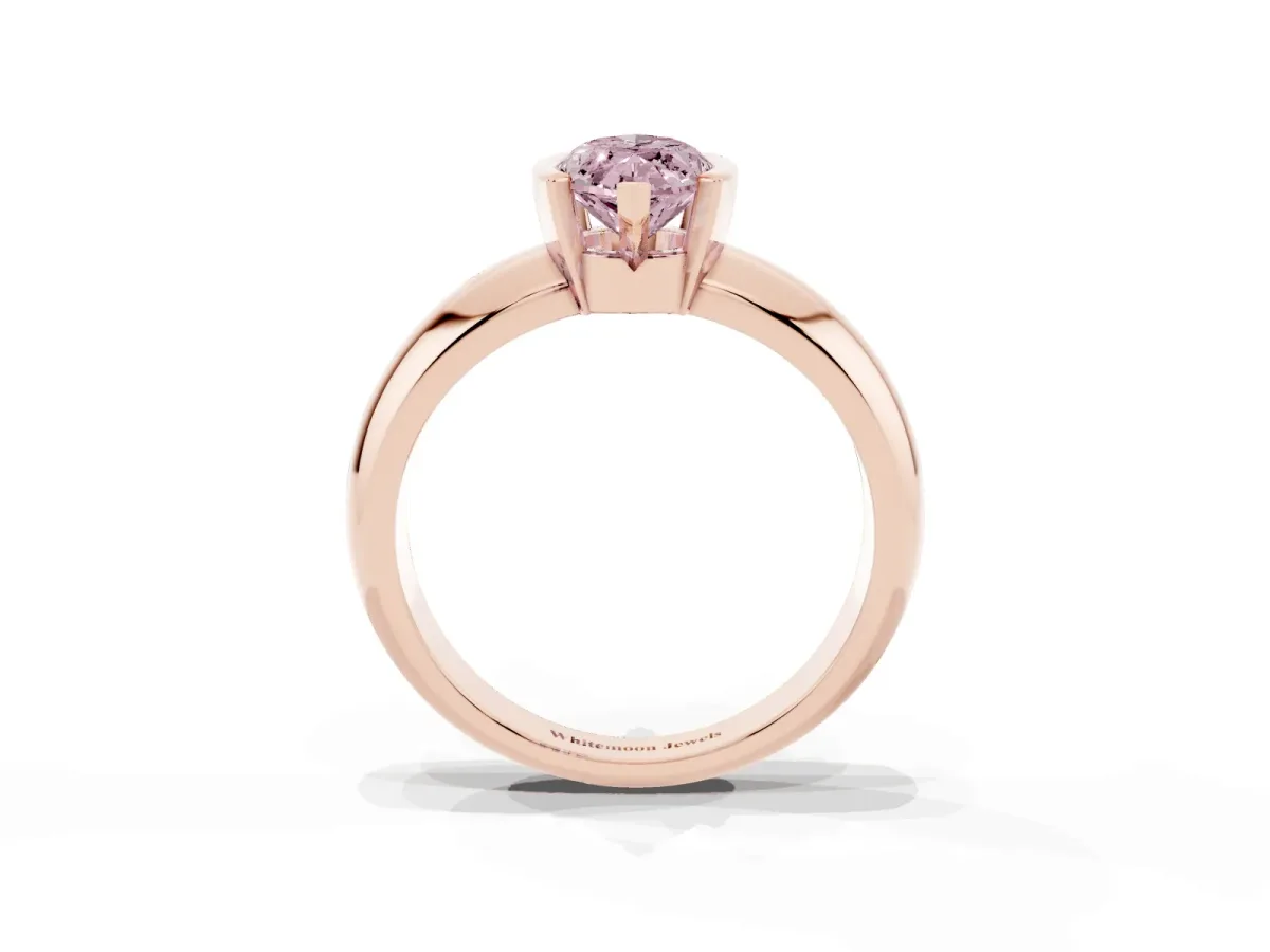 Fancy Pink Marquise Cut Solitaire Tension Set Diamond Ring with Wide Band Rose gold