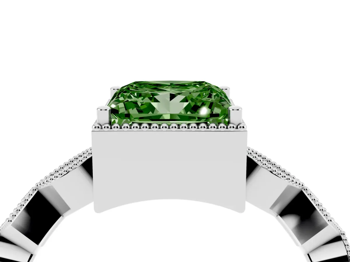 Fancy Green Princess Cut Milgrain Marquise Diamond Twist Band Ring Silver