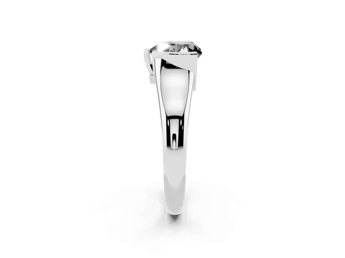 Fancy Black Heart Cut Solitaire Tension Set Diamond Ring with Split Shank Band Silver