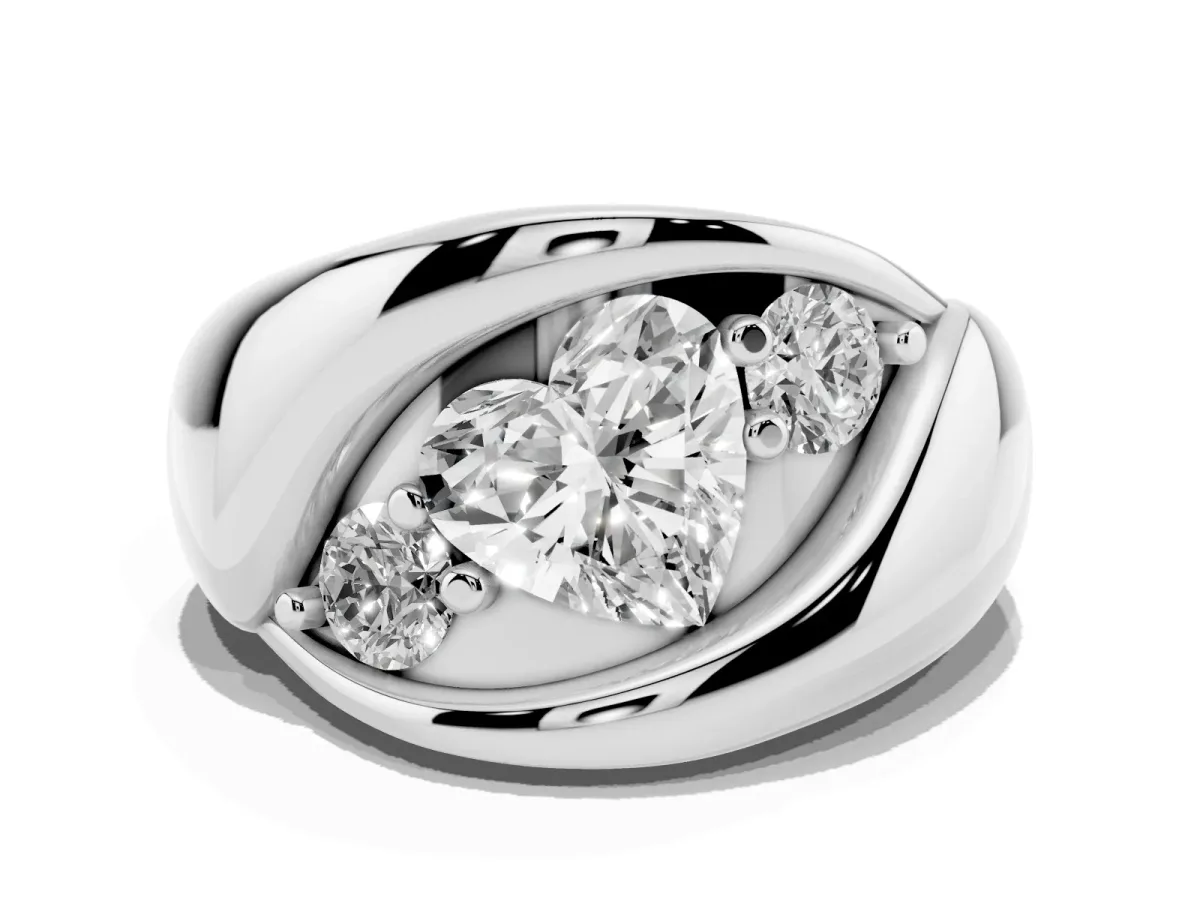 Channel Set Heart Cut Diamond Crossover Band White gold