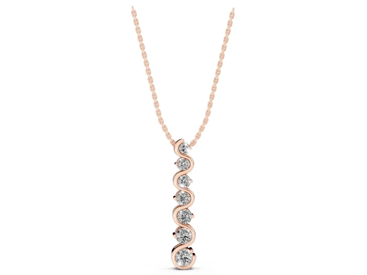 Round Diamond S-Curve Prong Set Pendant Rose gold