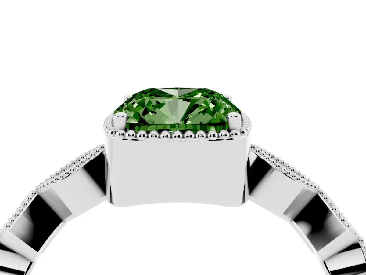Fancy Green Cushion Cut Milgrain Marquise Diamond Twist Band Ring Silver