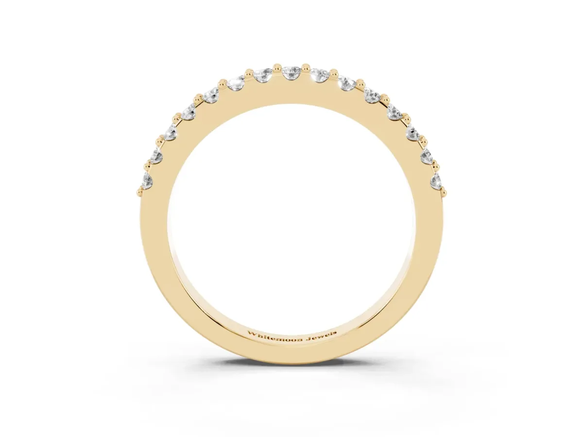 Round Diamond Pavé Set Half Eternity Band Yellow gold