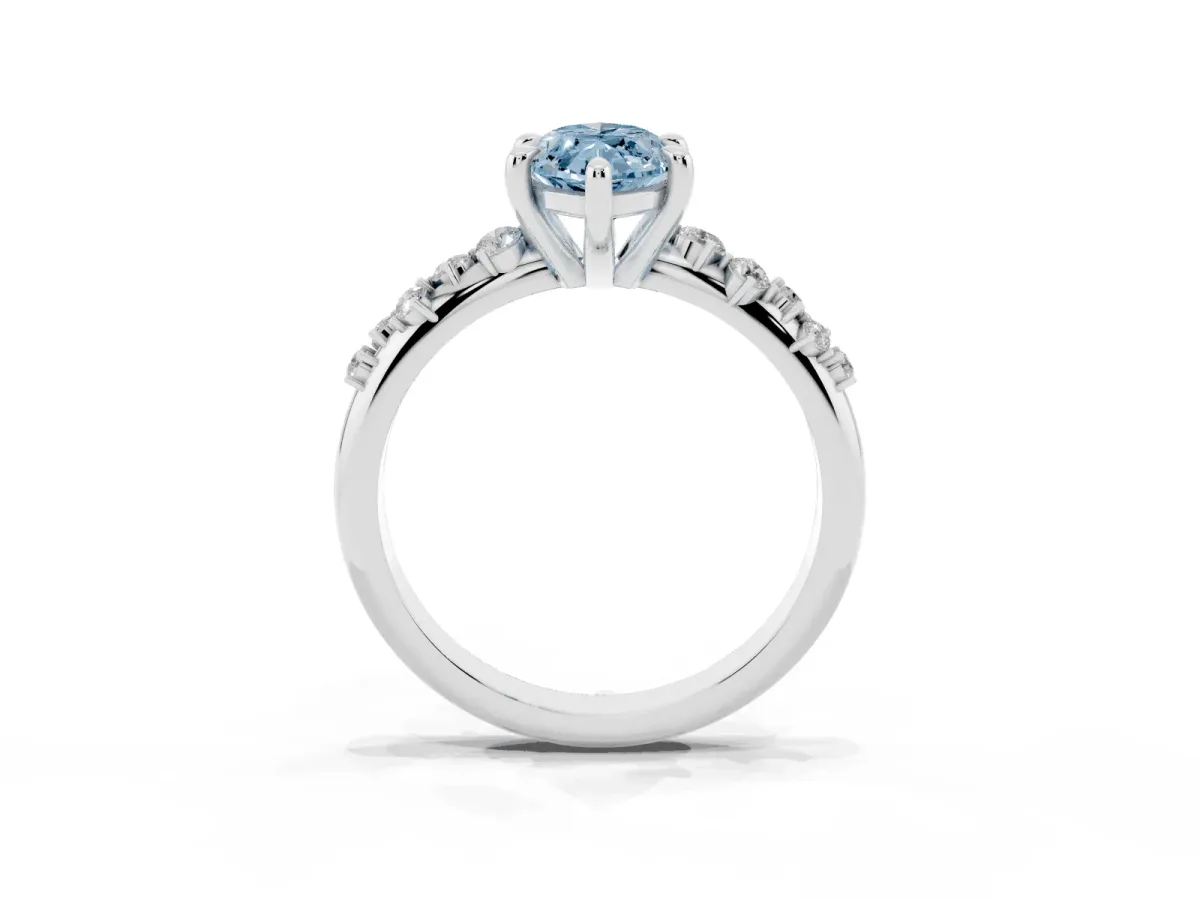 Fancy Blue Marquise Cut Cut Diamond Vine Band with Four-Prong Setting Silver