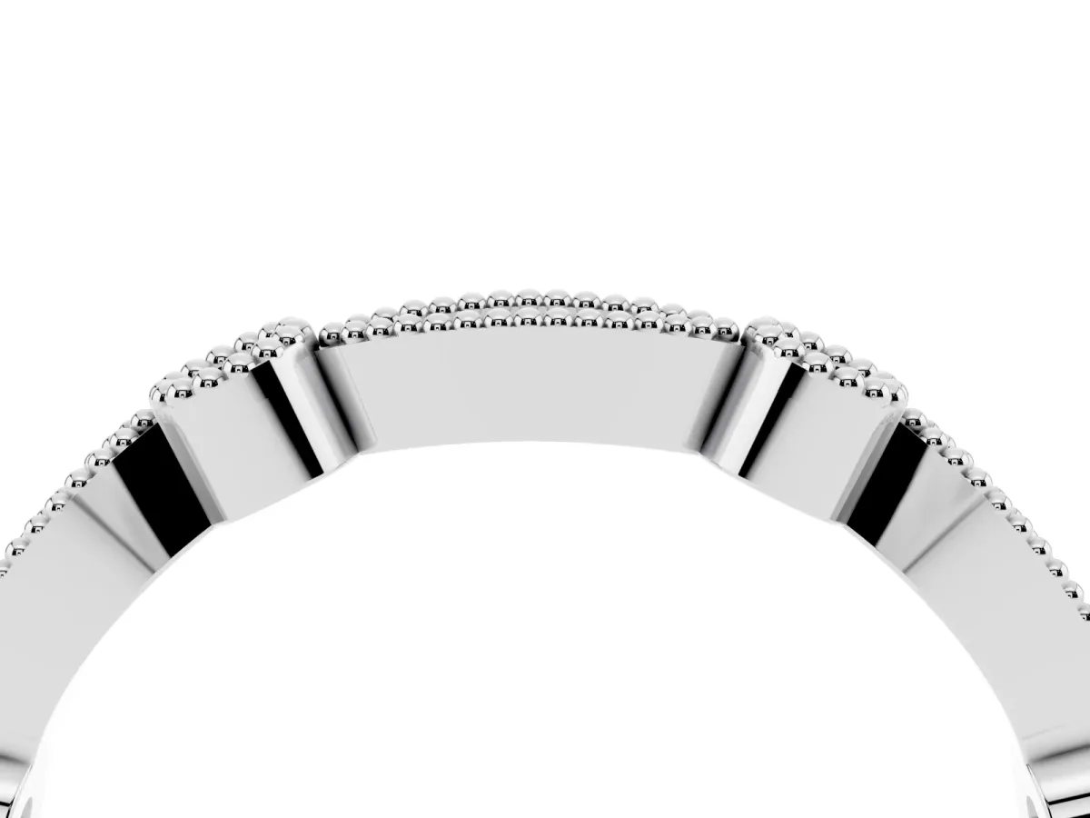 Milgrain Bezel and Marquise Diamond Band White gold