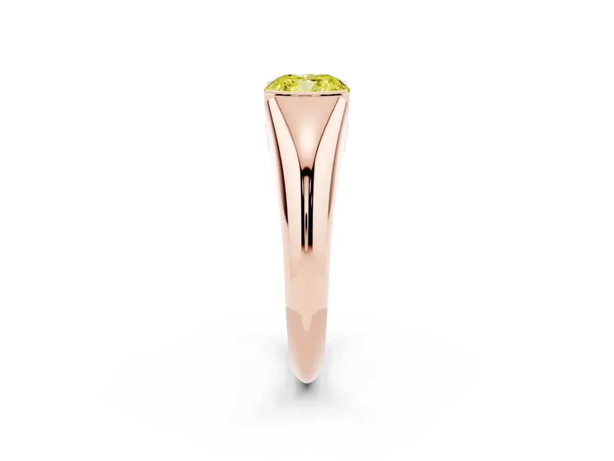 Fancy Yellow Cushion Cut Solitaire Tension Set Diamond Ring Rose gold