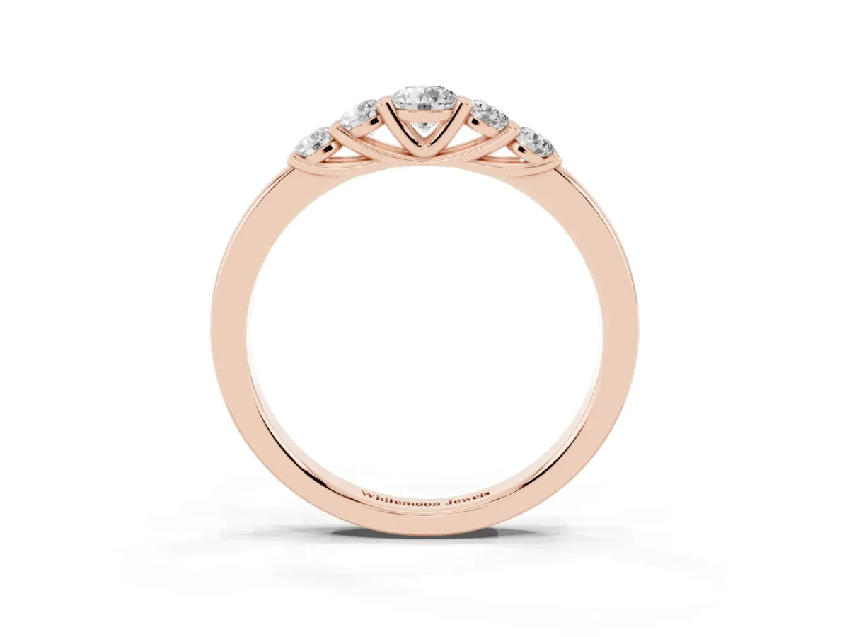 Five-Stone Round Diamond Prong Set Half Eternity Band Rose gold