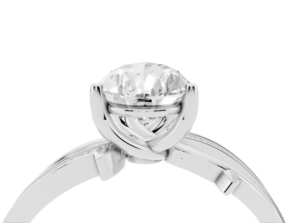 Pear Cut Solitaire Twist Band with Pavé Accents and Four-Prong Setting Platinum