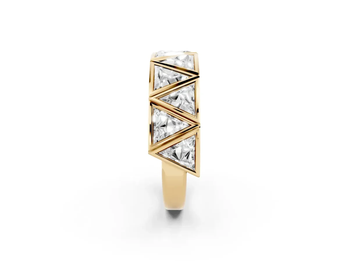 Triangle Diamond Geometric Mens Band Yellow gold
