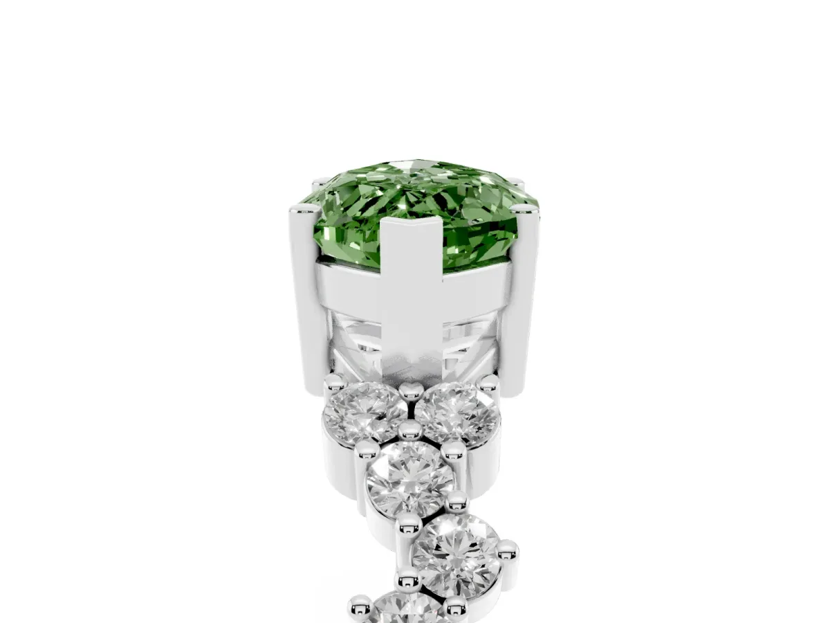 Fancy Green Marquise Cut Diamond Scattered Round Accent Ring with Prong Setting Platinum