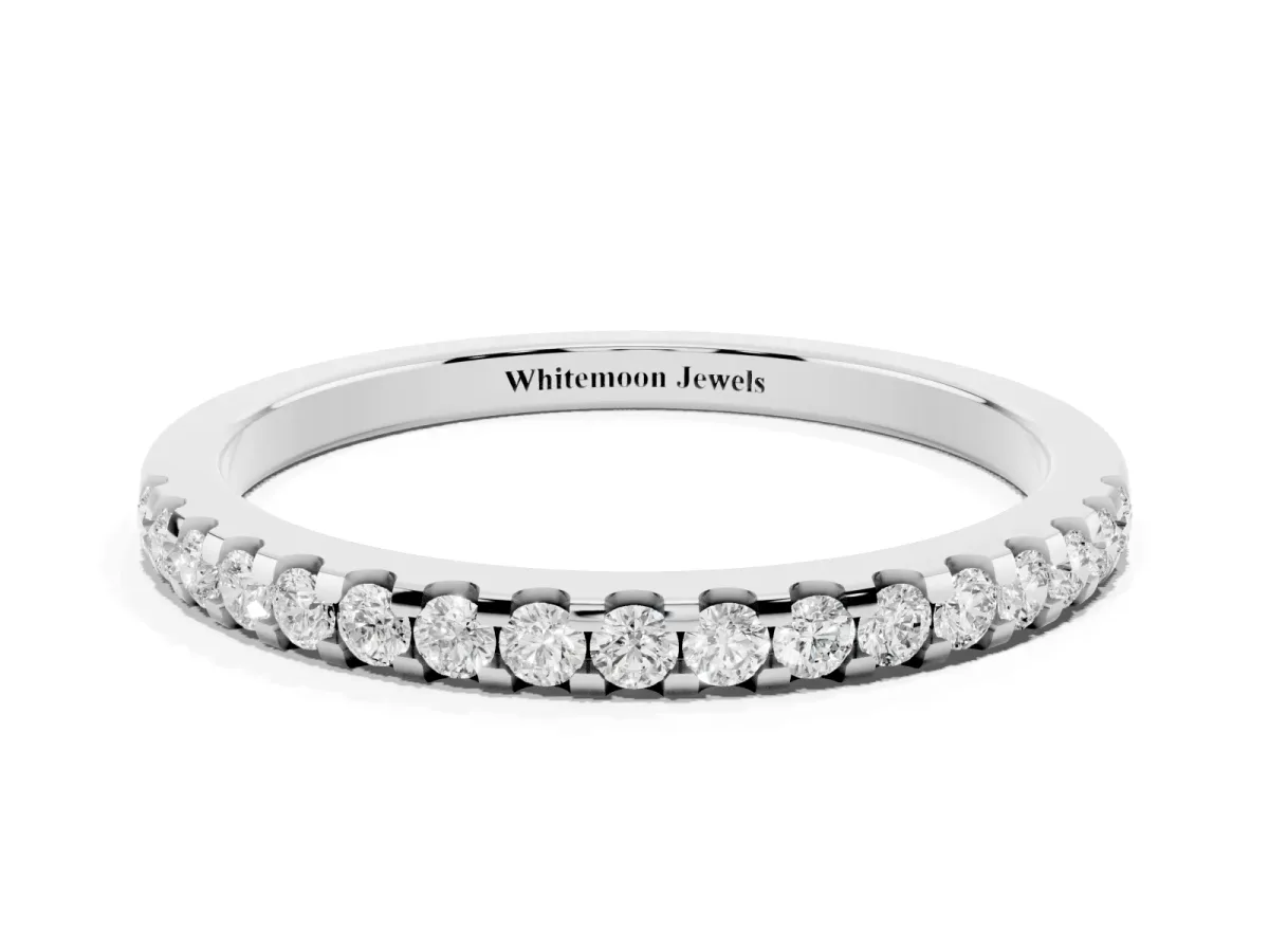 Round Diamond Half Eternity Prong Set Band Silver