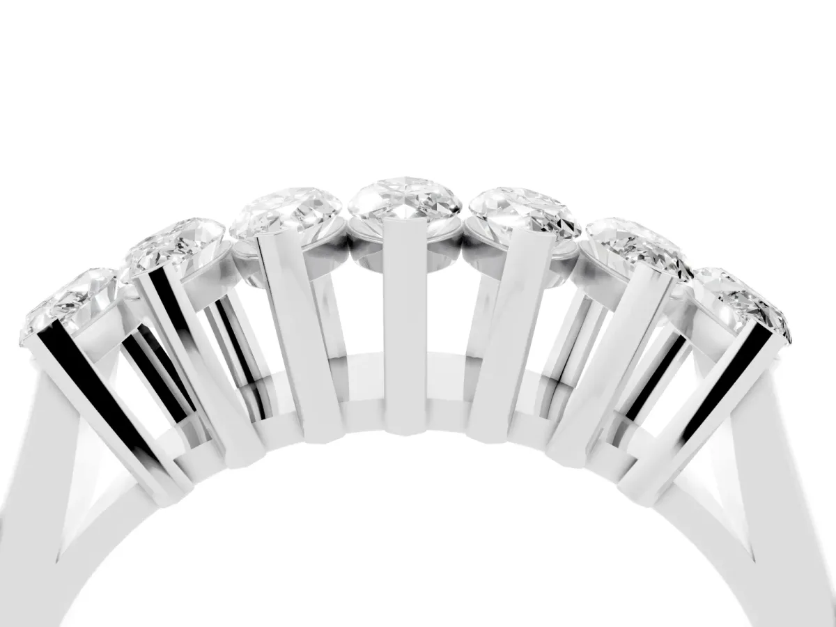 Marquise Diamond Prong Set White Gold Curved Band Silver