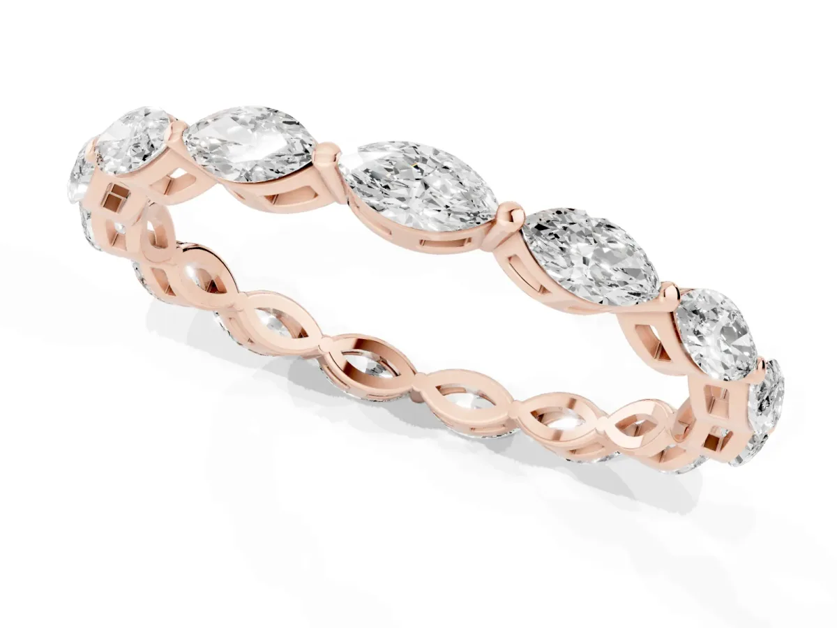 Marquise Diamond Eternity Band with U-Prong Setting Rose gold