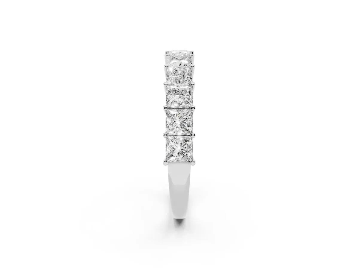 Princess Cut Half Eternity Band with Shared Prong Setting Platinum