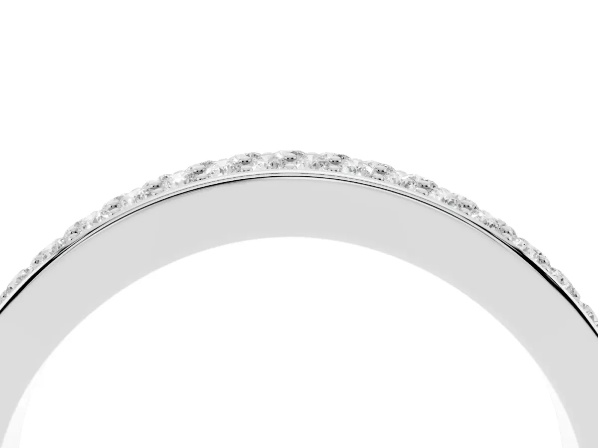 Pavé Round Diamond Contour Band Silver
