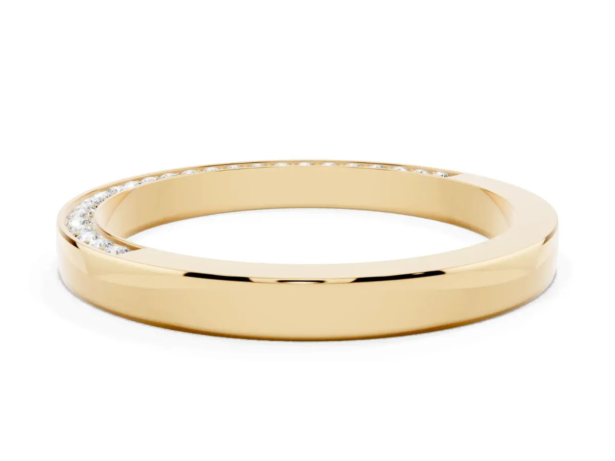 Pavé Round Diamond Channel Set Band Yellow gold