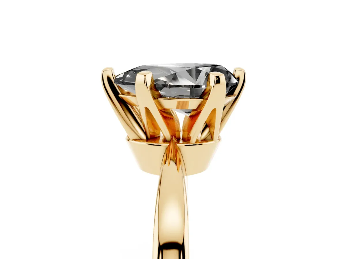 Fancy Black Pear Cut Solitaire Engagement Ring with Six-Prong Setting and Tapered Band Yellow gold