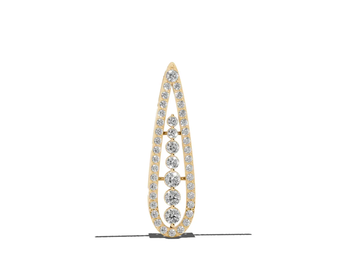 Teardrop Pavé Round Diamond Prong Pendant Yellow gold