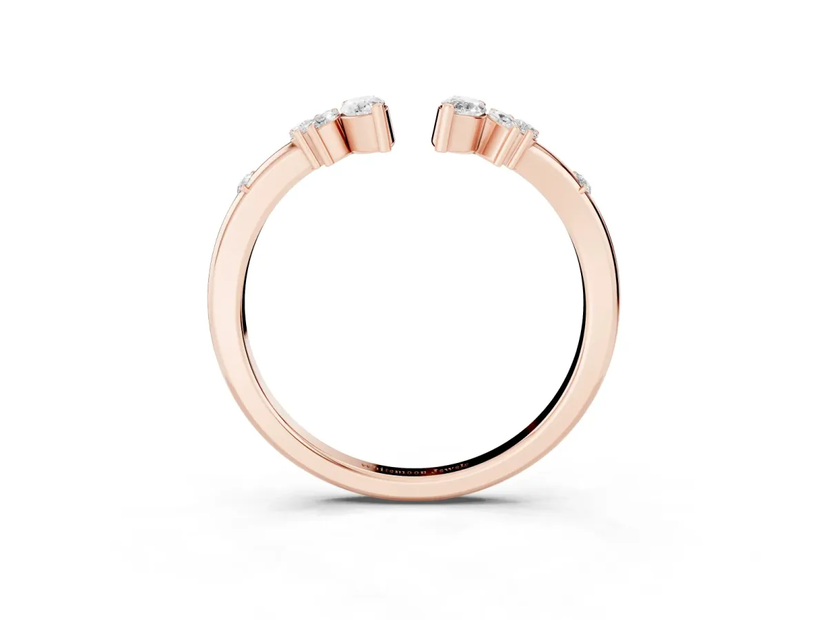 Open Marquise Cluster Diamond Band with Prong Setting Rose gold