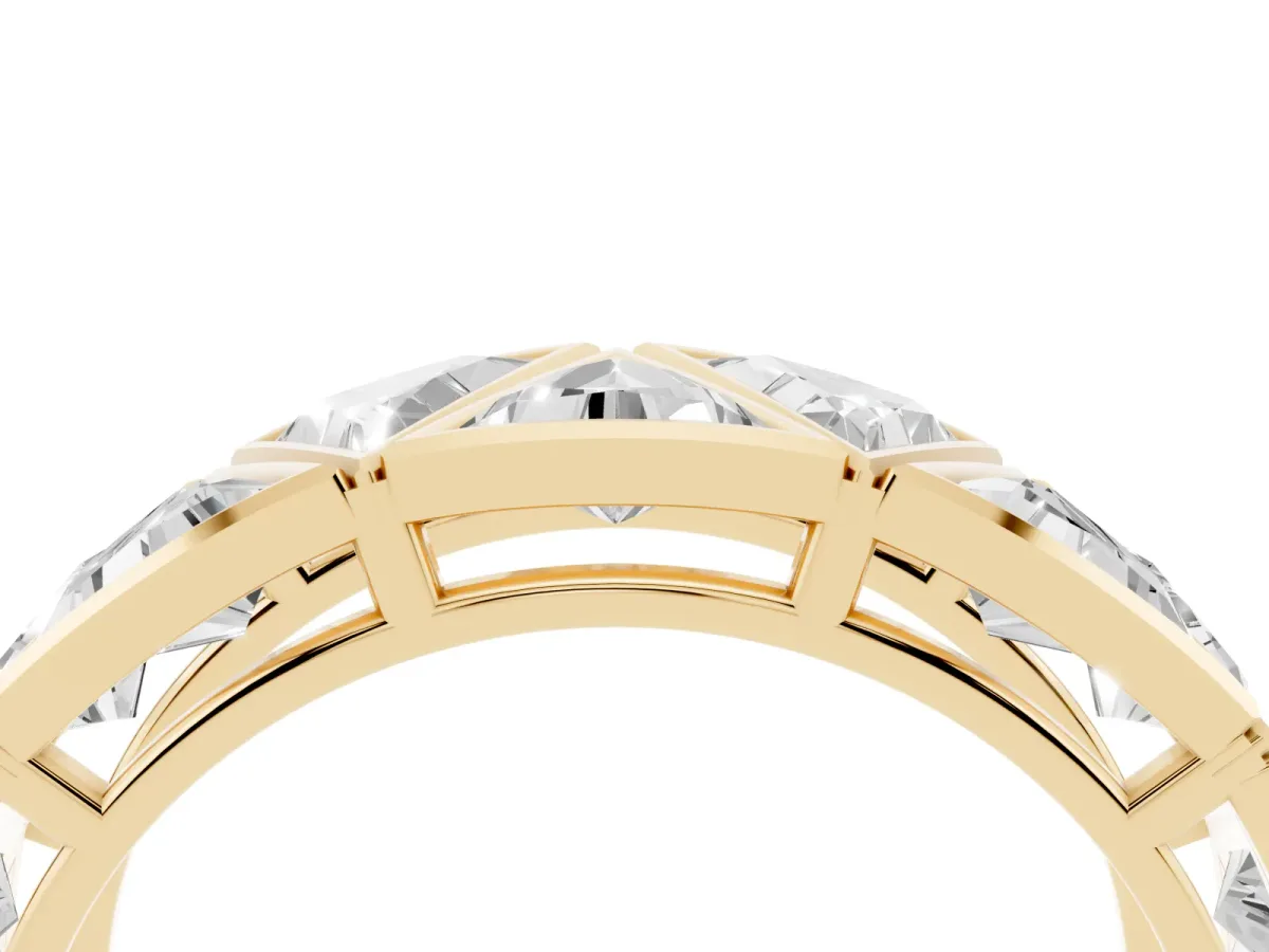 Triangle Diamond Geometric Mens Band Yellow gold